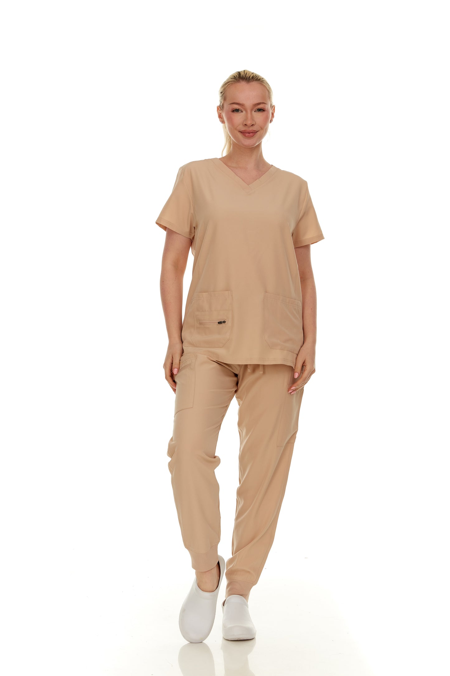 HEAL+WEAR Soft Stretch Scrub Set – 4-Way Stretch - V-Neck Top & Cargo Jogger Pants for Women, Available in Multiple Colors, Lightweight & Wrinkle-Resistant
