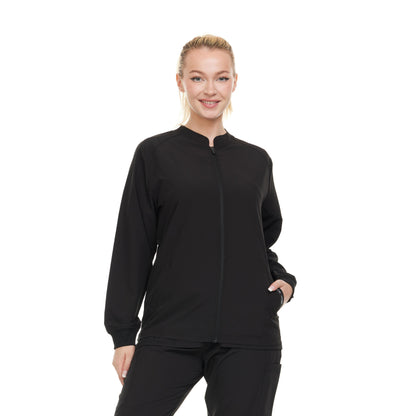 HEAL+WEAR Women's Warm Scrub Jacket with Zip Front and Multiple Pockets|4-Way Stretch Spandex|Comfort Fabric