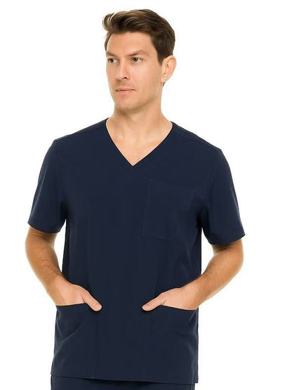 HEAL+WEAR Men's V-Neck Scrub Top with 3 Pockets – Classic Fit Medical Uniform for Clinical Nursing Spa & Hospital Use