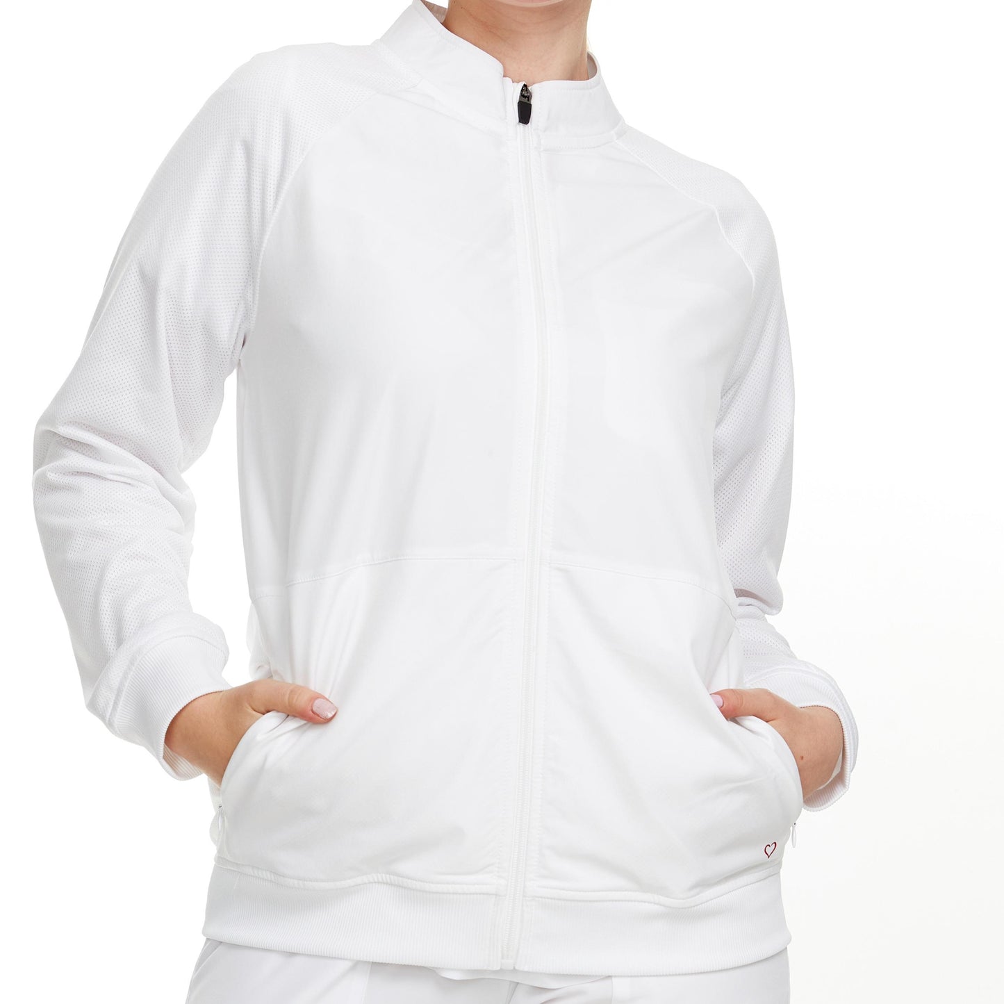 HEAL+WEAR Women’s Zip-Up Scrub Jacket – Stretchy Clinical Workwear with Ribbed Trim | 4-Way Stretch | Nurse Beauty Salon Uniform | Surgical Spa Doctor Nursing Suit