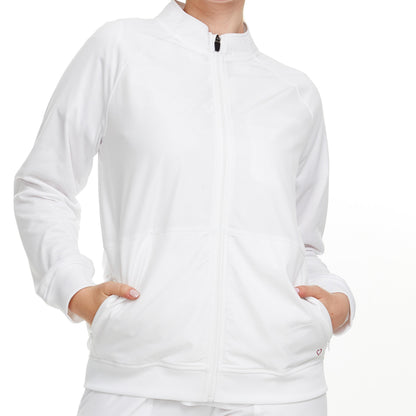 HEAL+WEAR Women’s Zip-Up Scrub Jacket – Stretchy Clinical Workwear with Ribbed Trim | 4-Way Stretch | Nurse Beauty Salon Uniform | Surgical Spa Doctor Nursing Suit
