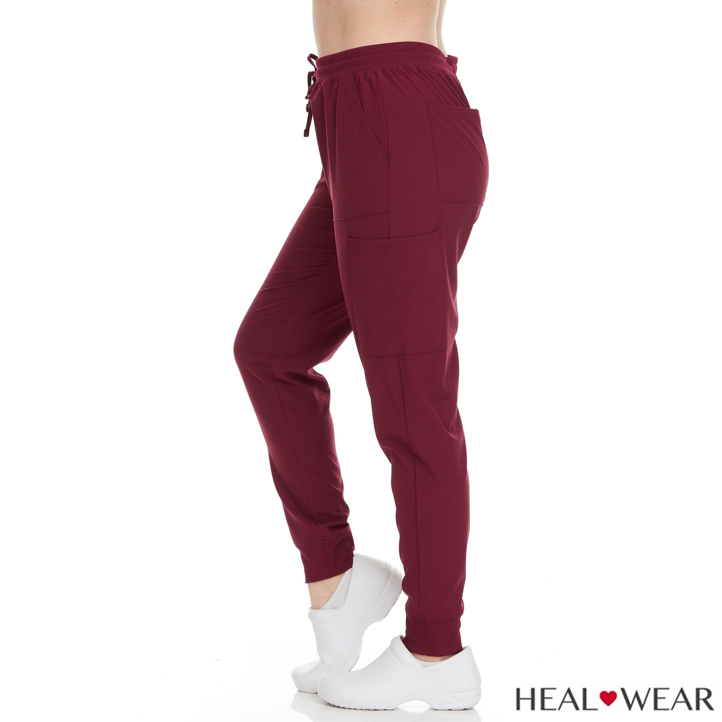 HEAL+WEAR Women's Jogger Scrub Pants - Stretch Waistband Medical Uniform Bottoms with 6 Handy Pockets for Nursing, Spa & Clinical Workwear