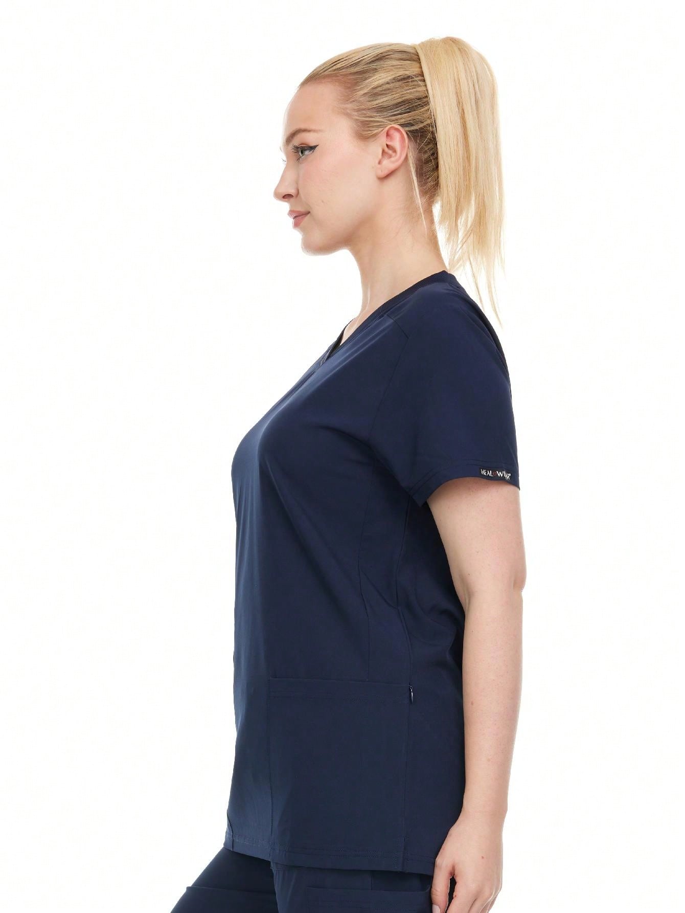 Modern Women's V-Neck Scrub Top – Breathable 4-Way Stretch With Multi-Pocket Utility Design