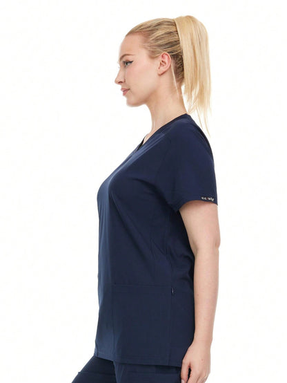 Modern Women's V-Neck Scrub Top – Breathable 4-Way Stretch With Multi-Pocket Utility Design
