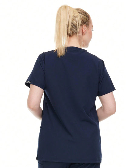 Modern Women's V-Neck Scrub Top – Breathable 4-Way Stretch With Multi-Pocket Utility Design