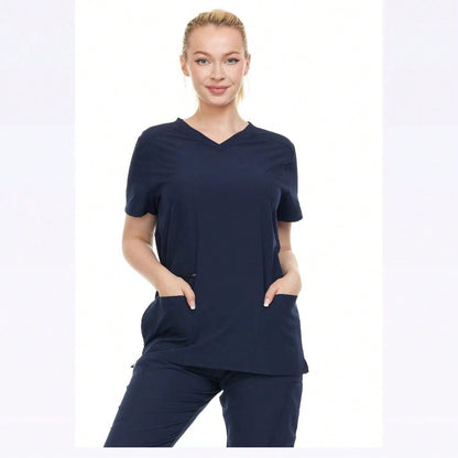 Modern Women's V-Neck Scrub Top – Breathable 4-Way Stretch With Multi-Pocket Utility Design