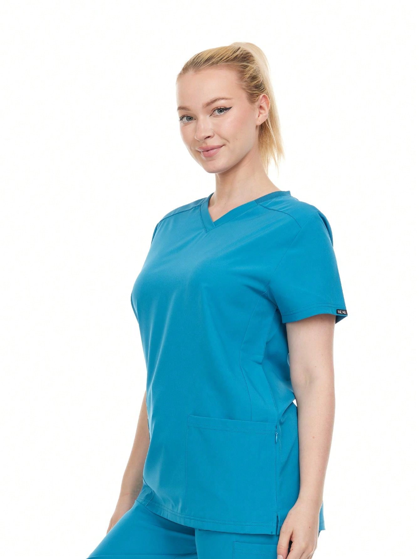 Modern Women's V-Neck Scrub Top – Breathable 4-Way Stretch With Multi-Pocket Utility Design