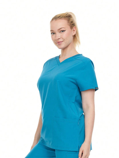 Modern Women's V-Neck Scrub Top – Breathable 4-Way Stretch With Multi-Pocket Utility Design