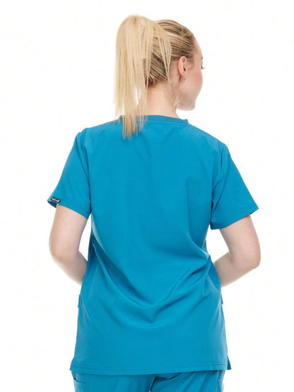 Modern Women's V-Neck Scrub Top – Breathable 4-Way Stretch With Multi-Pocket Utility Design