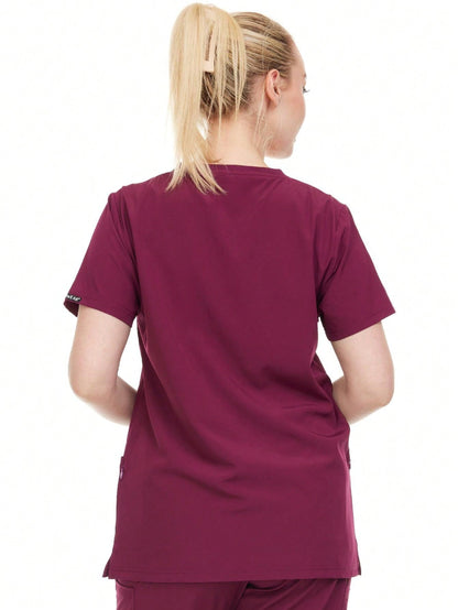 Modern Women's V-Neck Scrub Top – Breathable 4-Way Stretch With Multi-Pocket Utility Design