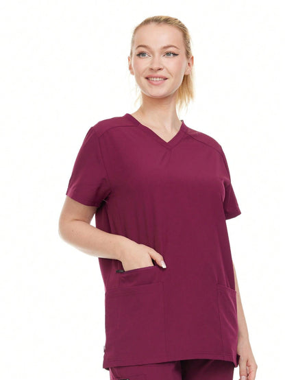 Modern Women's V-Neck Scrub Top – Breathable 4-Way Stretch With Multi-Pocket Utility Design