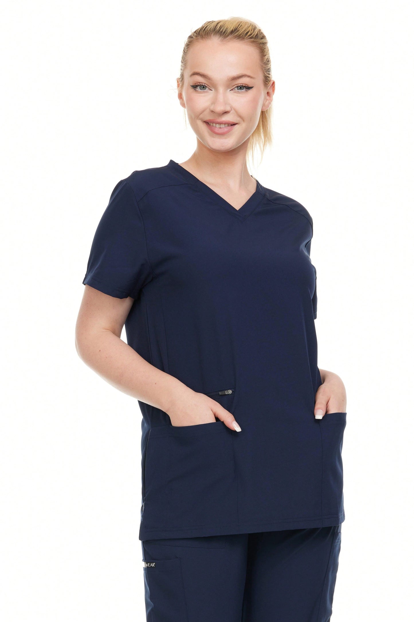 Modern Women's V-Neck Scrub Top – Breathable 4-Way Stretch With Multi-Pocket Utility Design