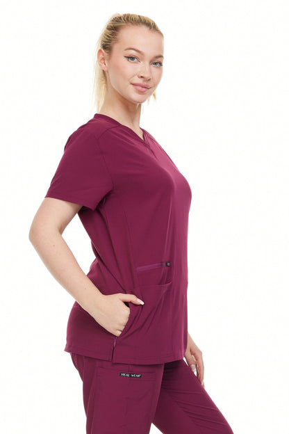 Modern Women's V-Neck Scrub Top – Breathable 4-Way Stretch With Multi-Pocket Utility Design