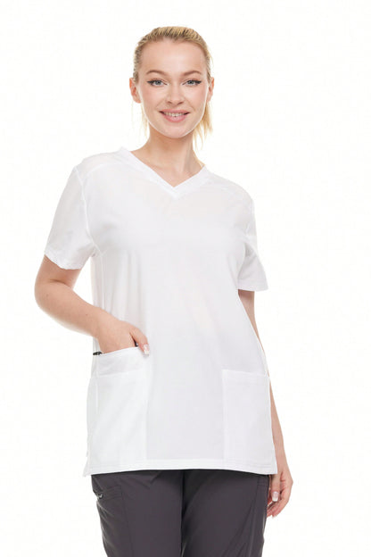 Modern Women's V-Neck Scrub Top – Breathable 4-Way Stretch With Multi-Pocket Utility Design