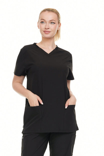 Modern Women's V-Neck Scrub Top – Breathable 4-Way Stretch With Multi-Pocket Utility Design