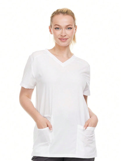 Modern Women's V-Neck Scrub Top – Breathable 4-Way Stretch With Multi-Pocket Utility Design