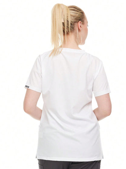 Modern Women's V-Neck Scrub Top – Breathable 4-Way Stretch With Multi-Pocket Utility Design
