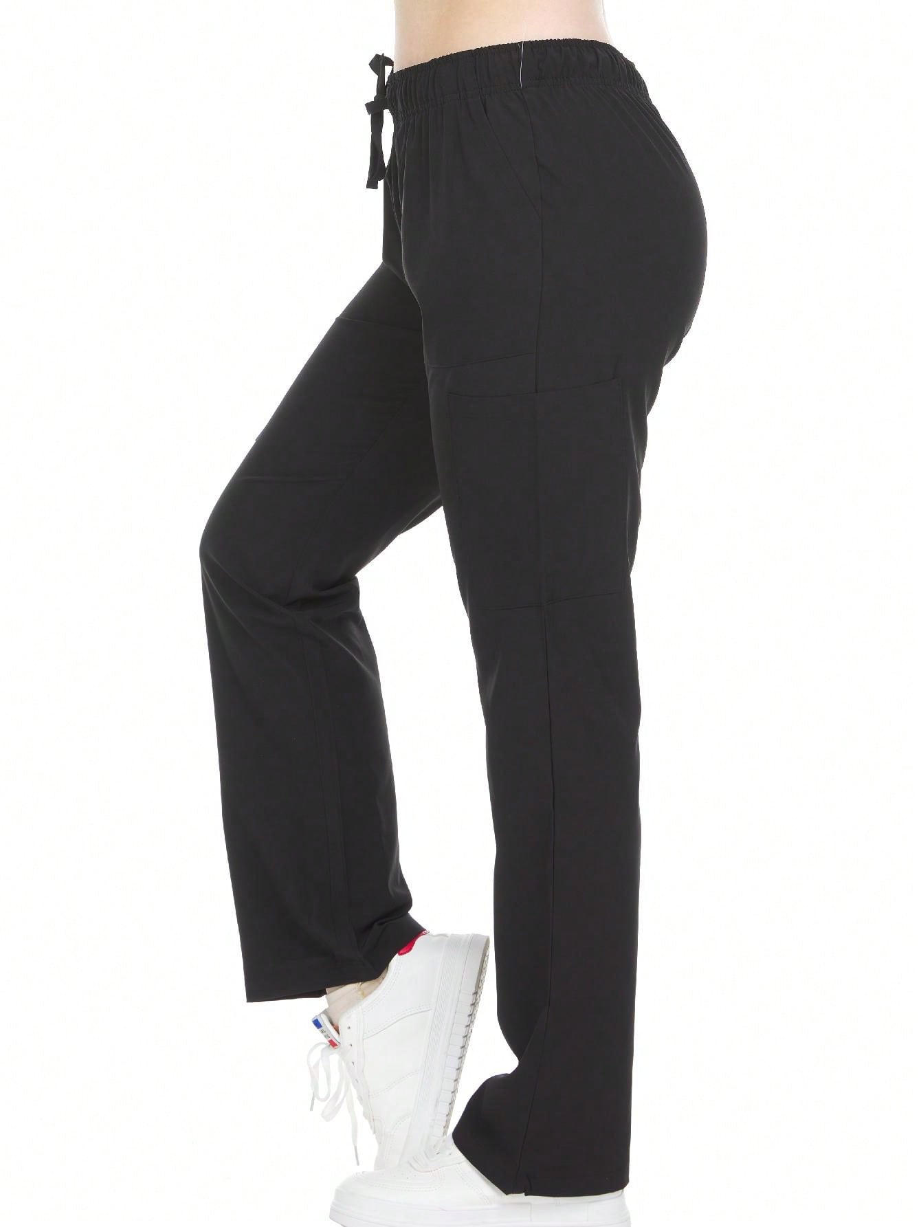 Heal+Wear Women's Straight-Leg Scrub Pants – 4 Pockets, Elastic Drawstring Waist, 4-Way Stretch, Wrinkle-Resistant Uniform Bottoms