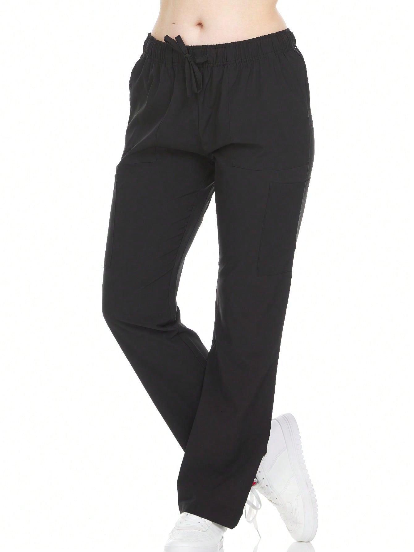 Heal+Wear Women's Straight-Leg Scrub Pants – 4 Pockets, Elastic Drawstring Waist, 4-Way Stretch, Wrinkle-Resistant Uniform Bottoms