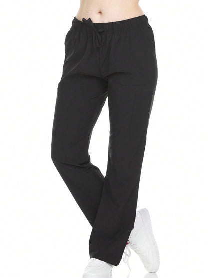 Heal+Wear Women's Straight-Leg Scrub Pants – 4 Pockets, Elastic Drawstring Waist, 4-Way Stretch, Wrinkle-Resistant Uniform Bottoms