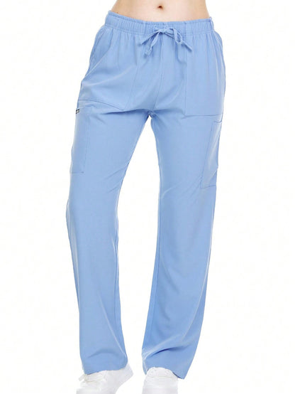 Heal+Wear Women's Straight-Leg Scrub Pants – 4 Pockets, Elastic Drawstring Waist, 4-Way Stretch, Wrinkle-Resistant Uniform Bottoms