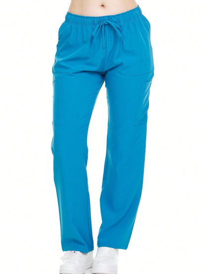 Heal+Wear Women's Straight-Leg Scrub Pants – 4 Pockets, Elastic Drawstring Waist, 4-Way Stretch, Wrinkle-Resistant Uniform Bottoms