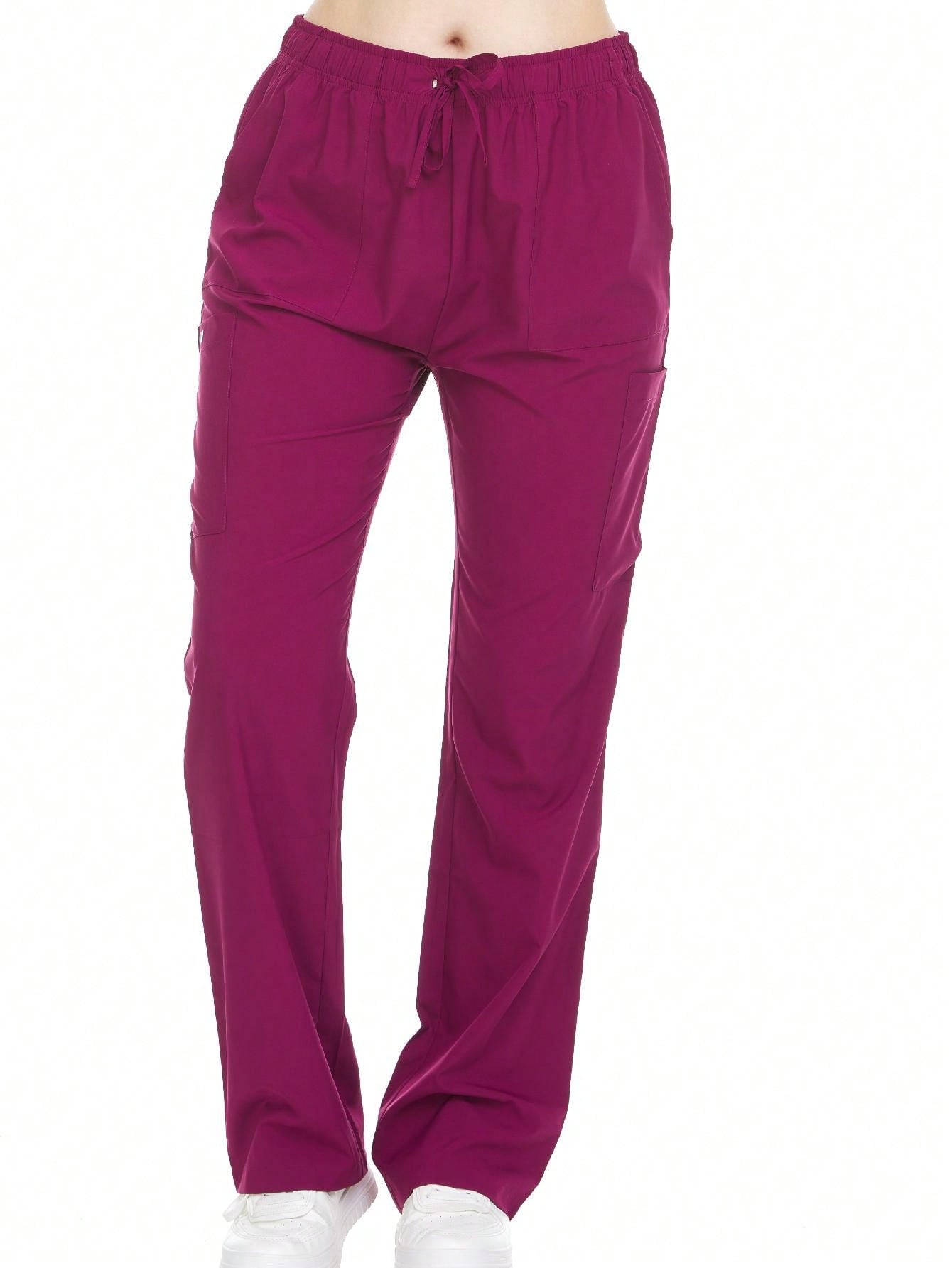 Heal+Wear Women's Straight-Leg Scrub Pants – 4 Pockets, Elastic Drawstring Waist, 4-Way Stretch, Wrinkle-Resistant Uniform Bottoms