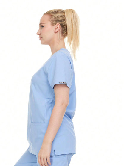 Modern Women's V-Neck Scrub Top – Breathable 4-Way Stretch With Multi-Pocket Utility Design