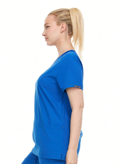 Modern Women's V-Neck Scrub Top – Breathable 4-Way Stretch With Multi-Pocket Utility Design