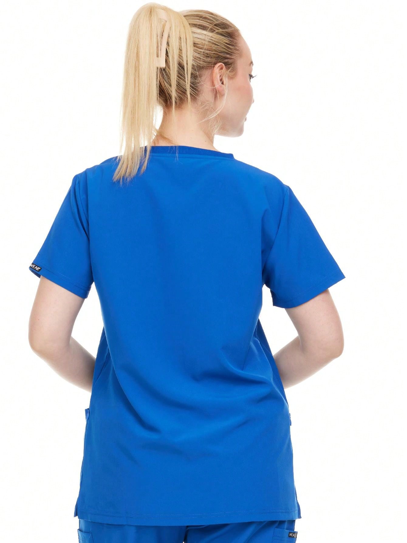 Modern Women's V-Neck Scrub Top – Breathable 4-Way Stretch With Multi-Pocket Utility Design