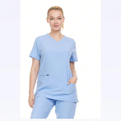 Modern Women's V-Neck Scrub Top – Breathable 4-Way Stretch With Multi-Pocket Utility Design