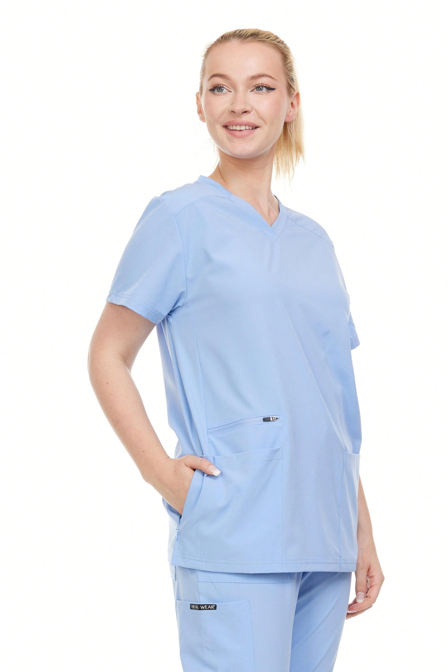 Modern Women's V-Neck Scrub Top – Breathable 4-Way Stretch With Multi-Pocket Utility Design