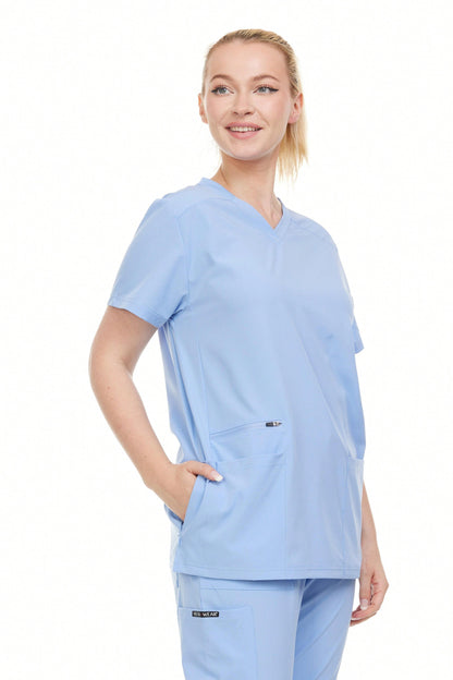 Modern Women's V-Neck Scrub Top – Breathable 4-Way Stretch With Multi-Pocket Utility Design