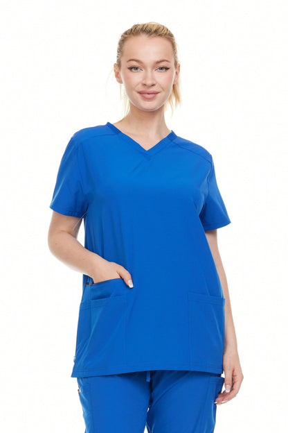 Modern Women's V-Neck Scrub Top – Breathable 4-Way Stretch With Multi-Pocket Utility Design