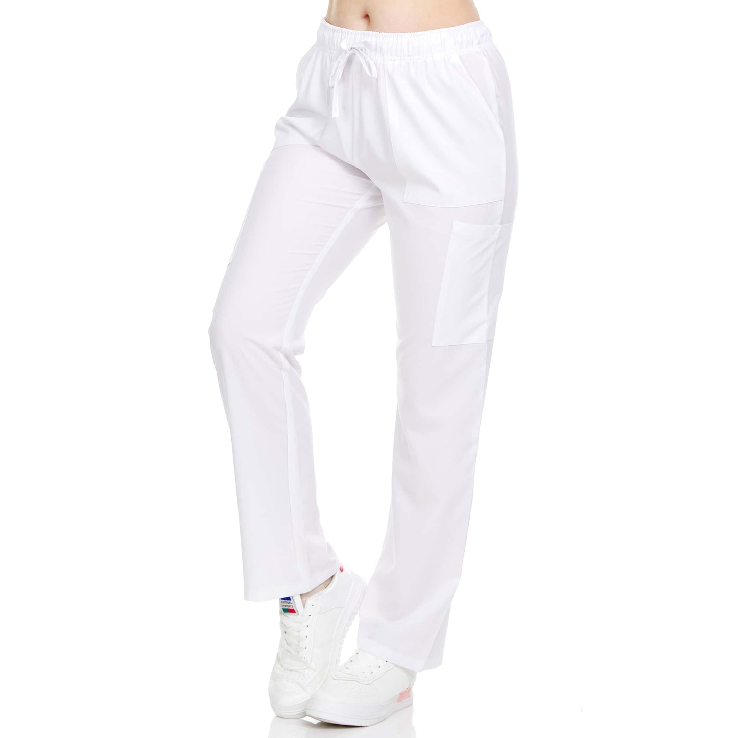 Heal+Wear Women's Straight-Leg Scrub Pants – 4 Pockets, Elastic Drawstring Waist, 4-Way Stretch, Wrinkle-Resistant Uniform Bottoms