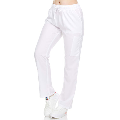 Heal+Wear Women's Straight-Leg Scrub Pants – 4 Pockets, Elastic Drawstring Waist, 4-Way Stretch, Wrinkle-Resistant Uniform Bottoms