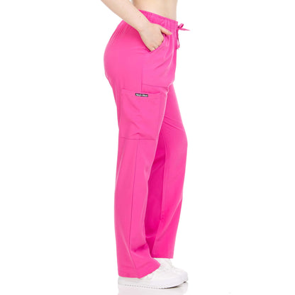 Heal+Wear Women's Straight-Leg Scrub Pants – 4 Pockets, Elastic Drawstring Waist, 4-Way Stretch, Wrinkle-Resistant Uniform Bottoms