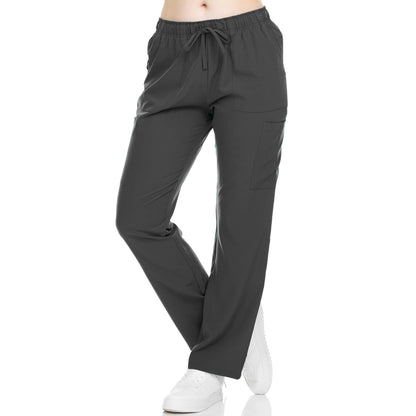 Heal+Wear Women's Straight-Leg Scrub Pants – 4 Pockets, Elastic Drawstring Waist, 4-Way Stretch, Wrinkle-Resistant Uniform Bottoms