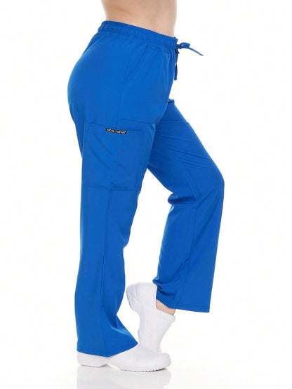 Heal+Wear Women's Straight-Leg Scrub Pants – 4 Pockets, Elastic Drawstring Waist, 4-Way Stretch, Wrinkle-Resistant Uniform Bottoms