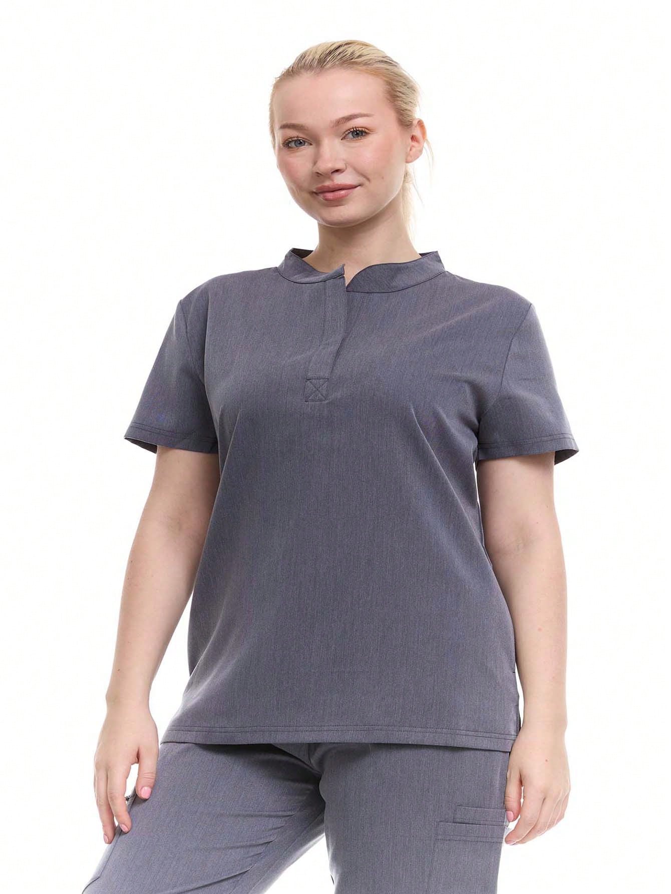 HEAL+WEAR Women's Stretch Mandarin Collar Scrub Top – Lightweight, Soft Touch, Moisture-Wicking, Multiple Colors