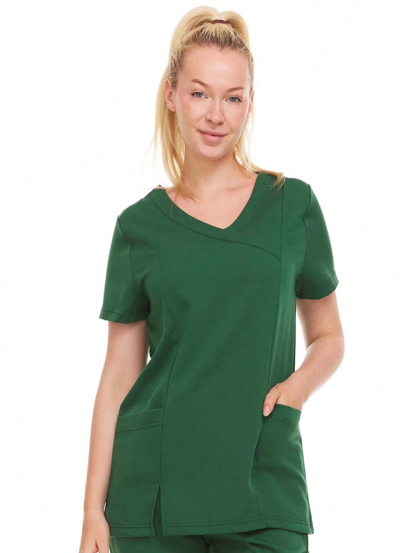 HEAL+WEAR Women's V-Neck Scrub Top – Tailored Fit, Stretch Fabric, Moisture-Wicking – Multiple Colors provied Womenswear Breathabl