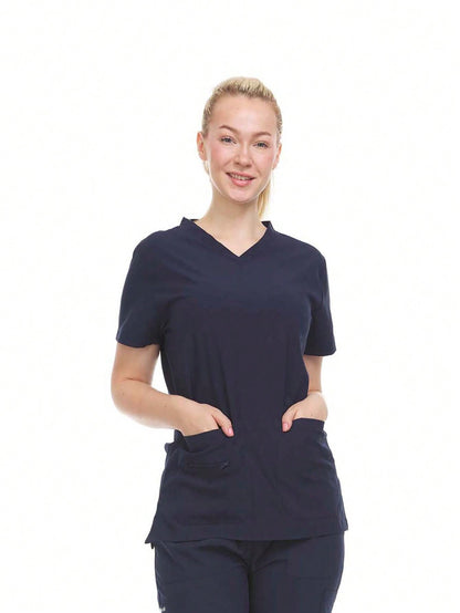 HEAL+WEAR Women's V-Neck Multi– Breathable & Stretchy Surgical Uniforms | Spa Doctor Nursing Clinical Suit | Healthcare & Beauty Salon Workwear | 4-Way Stretch