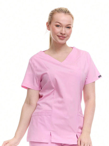 HEAL+WEAR Women's V-Neck Multi-Pocket Scrub Top – Soft Stretch Fabric | Surgical Uniforms | 4-Way Stretch | Spa Doctor Nursing Clinical Suit | Beauty Salon & Clinical Workwear