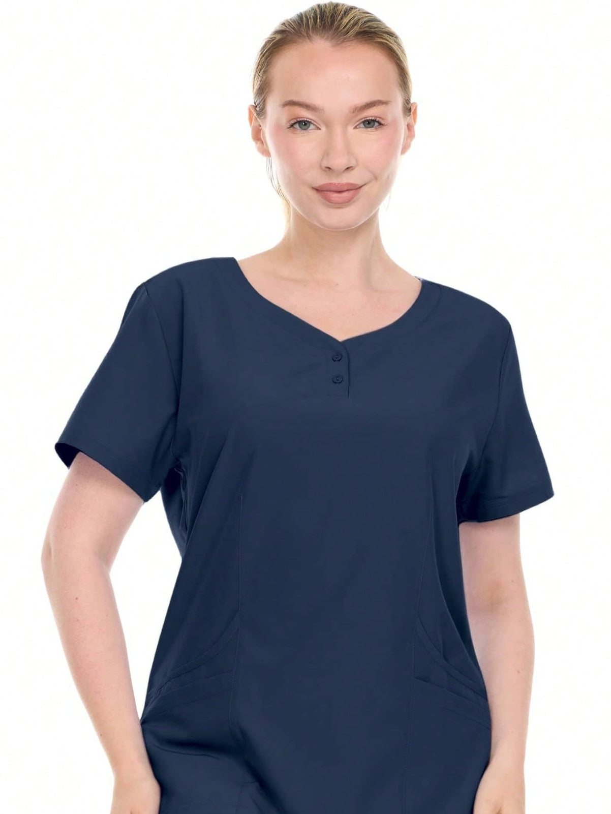 HEAL+WEAR Women’s V-Neck Scrub Top – 4-Way Stretch - Soft Stretch Medical Uniform Shirt with 2 Pockets, Classic Fit Nurse Workwear