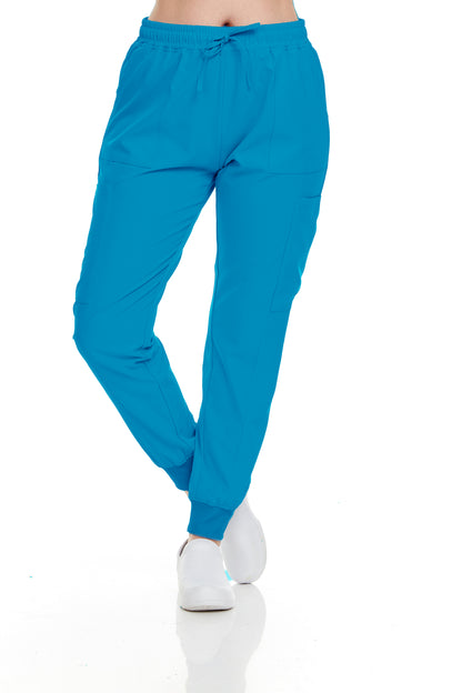 HEAL+WEAR Women’s Cargo Scrub Jogger Pants  – 4-Way Stretch, Elastic Waist, 6 Pockets, Wrinkle-Resistant