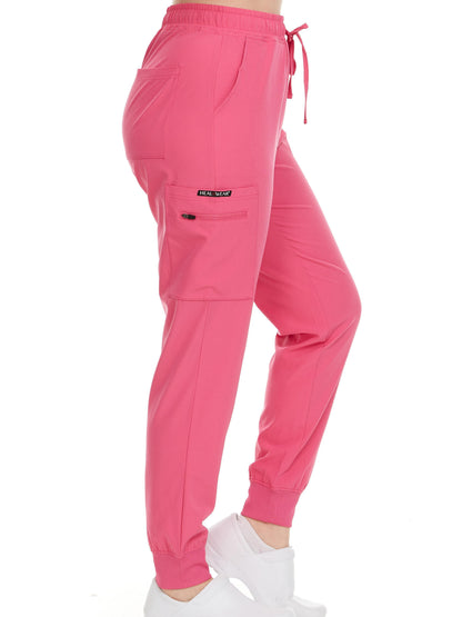 HEAL+WEAR Women’s Jogger Scrub Pants – Stretchy, Lightweight Medical Cargo Pants with Pockets – 4-Way Stretch - Elastic Waist & Drawstring – Multiple Colors Choic