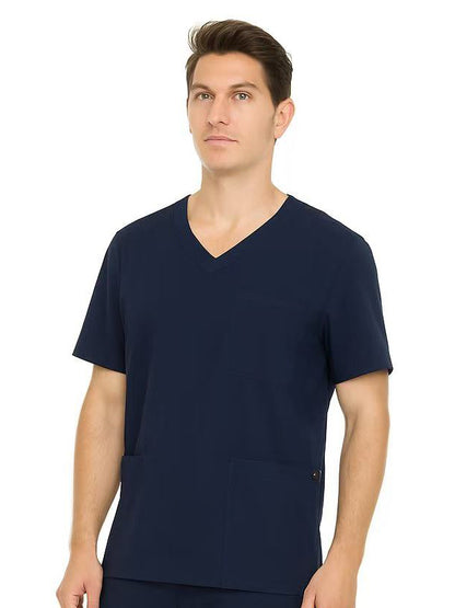 HEAL+WEAR Men's V-Neck Scrub Top with 3 Pockets – Classic Fit Medical Uniform for Clinical Nursing Spa & Hospital Use