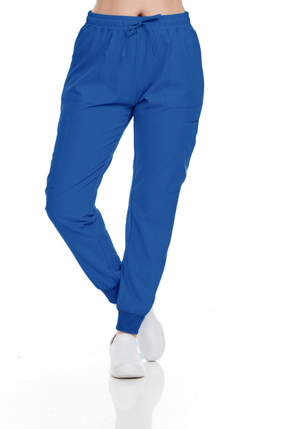 HEAL+WEAR Women’s Cargo Scrub Jogger Pants  – 4-Way Stretch, Elastic Waist, 6 Pockets, Wrinkle-Resistant