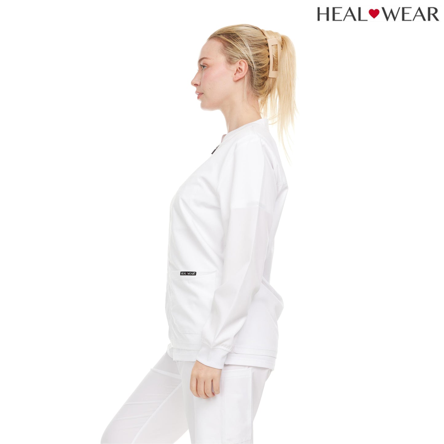 HEAL+WEAR Women's Zip Up Scrub Jacket – Lightweight Nursing Uniform Coat with Pockets, 4-Way Stretch,Stretch Clinical Scrubs Outerwear for Medical Professionals, Spa & Beauty Salon Workwear