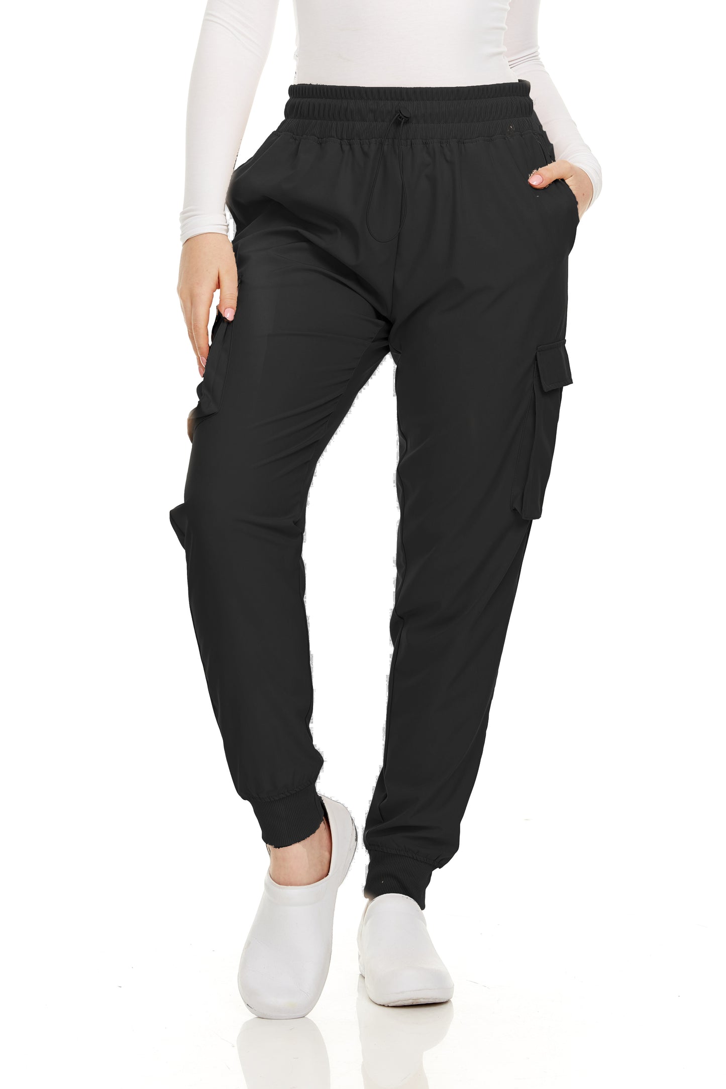 HEAL+WEAR Women’s Cargo Scrub Jogger Pants – 4-Way Stretch, Elastic Waist, Multiple Utility Pockets, Wrinkle-Resistant